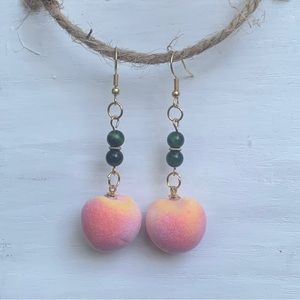 Fuzzy Peach Dangle Earrings